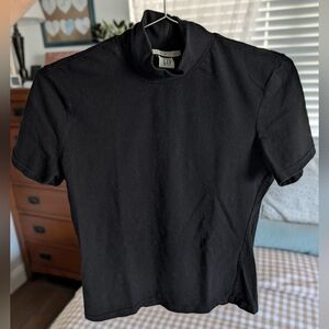 GAP Black Short Sleeve Turtleneck Top